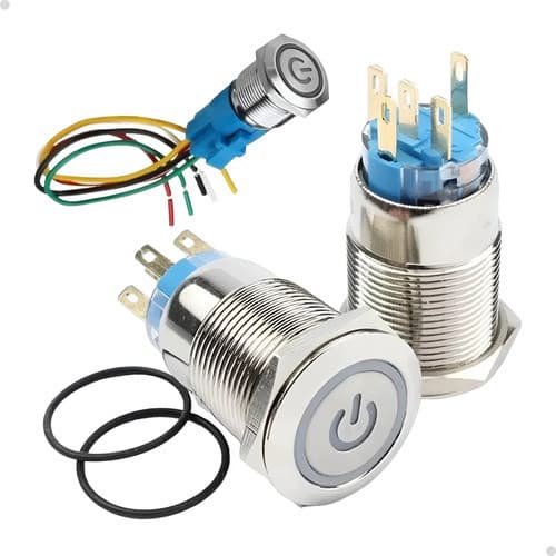 Botão Start Universal 16mm Inox Led 12v Sem Trava + Brinde