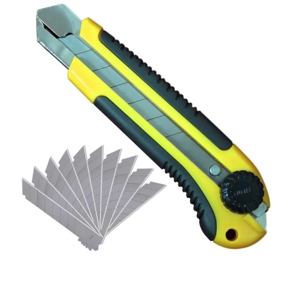 Estilete Largo Profissional Com Lâmina De 25mm + 10 Lâminas De 25mm Fertak