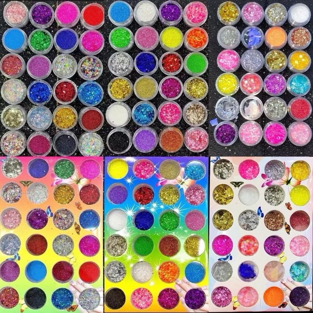 Kit c/24 Decoração De Unhas Glitter potinhos Nail Art HM-0646