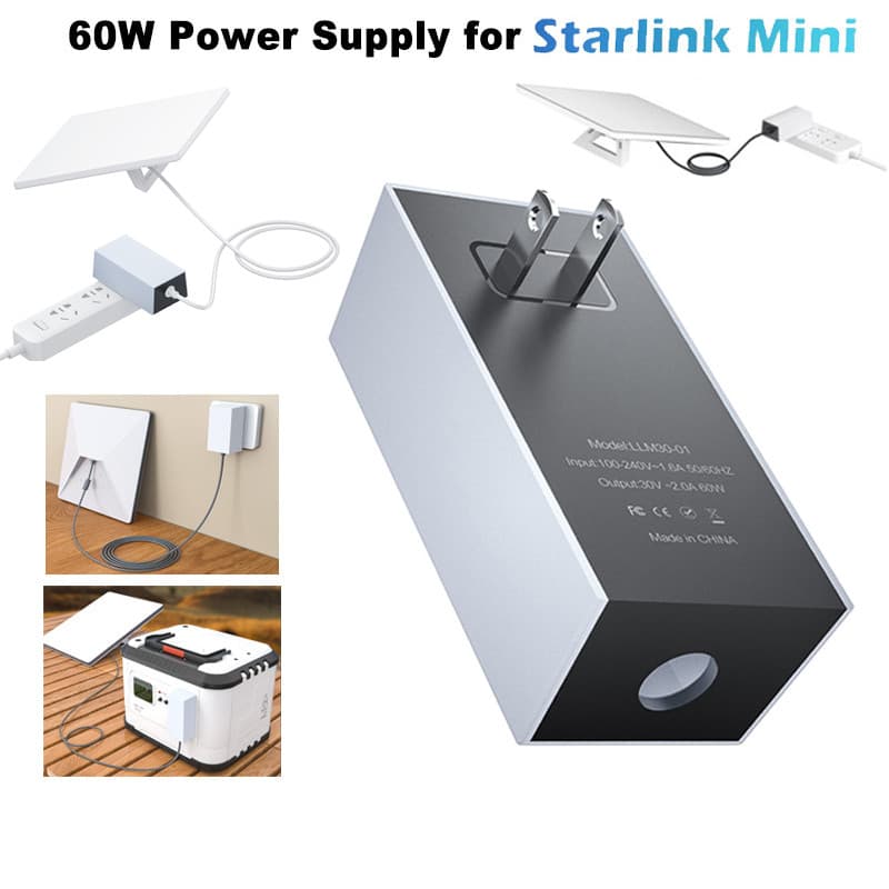 Guugei Starlink Mini US Plug Charger 60W Fonte De Alimentação De Substituição 30V/2A Adaptador DC