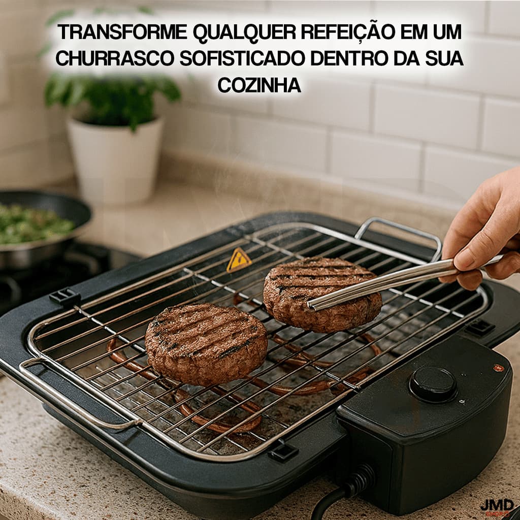 Churrasqueira Elétrica Interna Exterior Sem fumaça Grelhador de Mesa Portátil Grelhas Churrasco