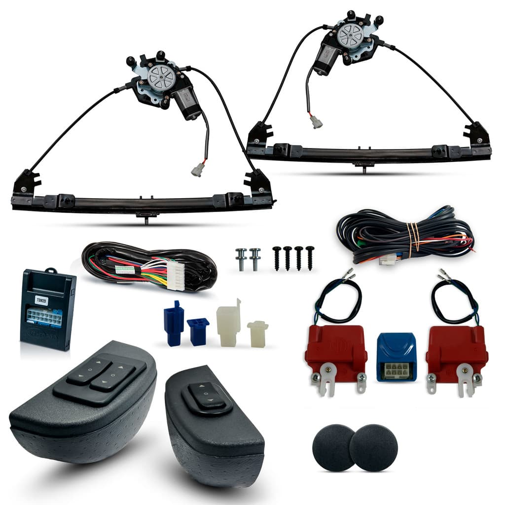 Kit Vidro Eletrico + Trava Palio 2 Portas Strada Botao Alternativo Intelig