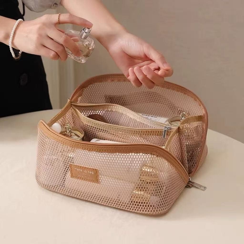 Bolsa de cosméticos portátil de grande capacidade - bolsa de armazenamento de viagem transparente