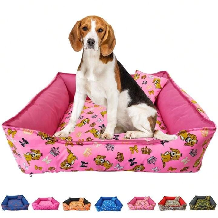 Cama Pet Cachorro Gato Quadrada Estampada - (Cores Sortidas)