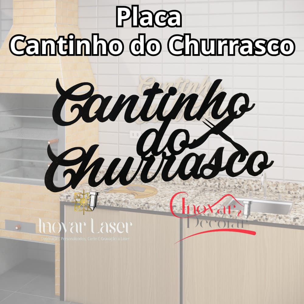 Placa Decorativa MDF Cantinho do Churrasco Parede Corte a Laser Decoração Área Gourmet