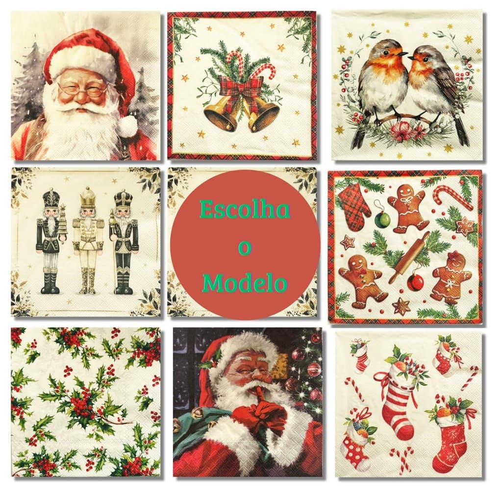 Guardanapo de Natal para Decoupage Kit c/4 Folhas Iguais -Escolha o Modelo