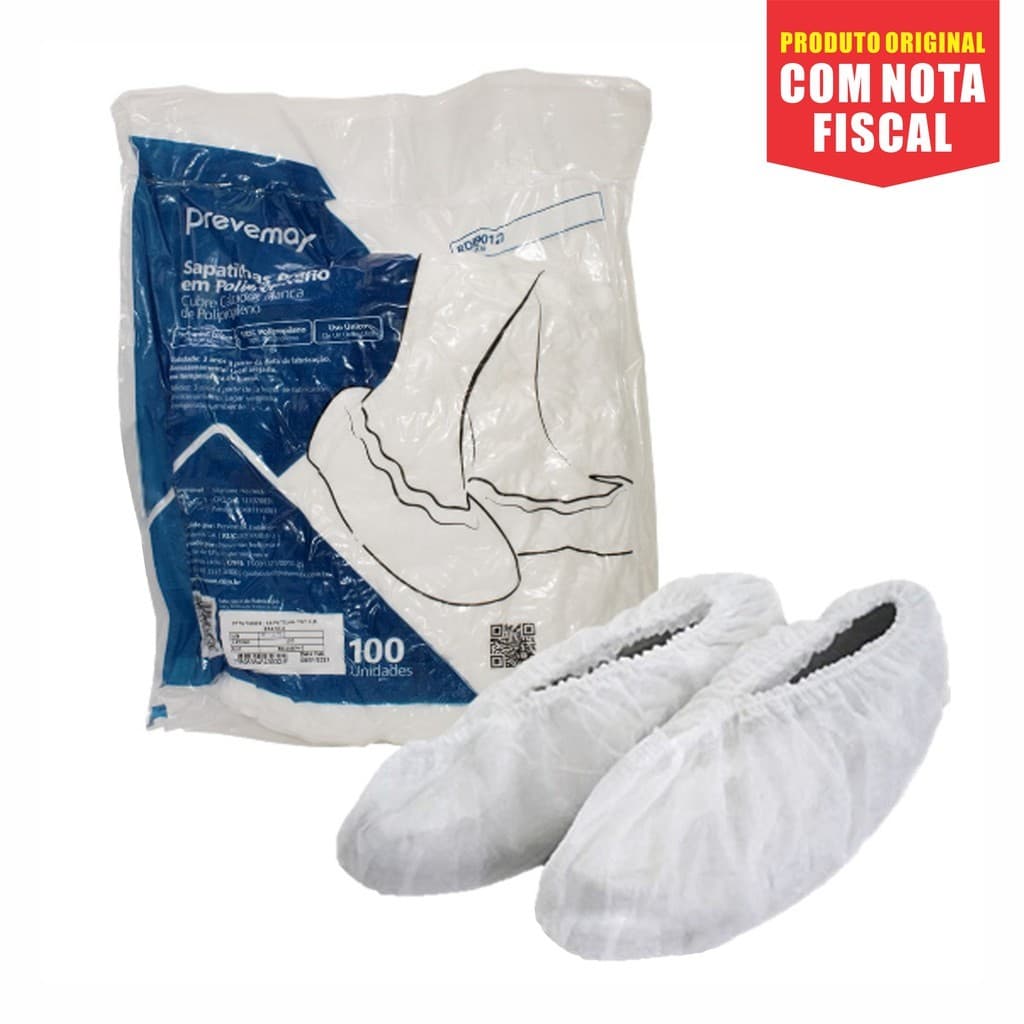 100 Propé Sapatilha Descartável TNT Prevemax c/ Anvisa Branca