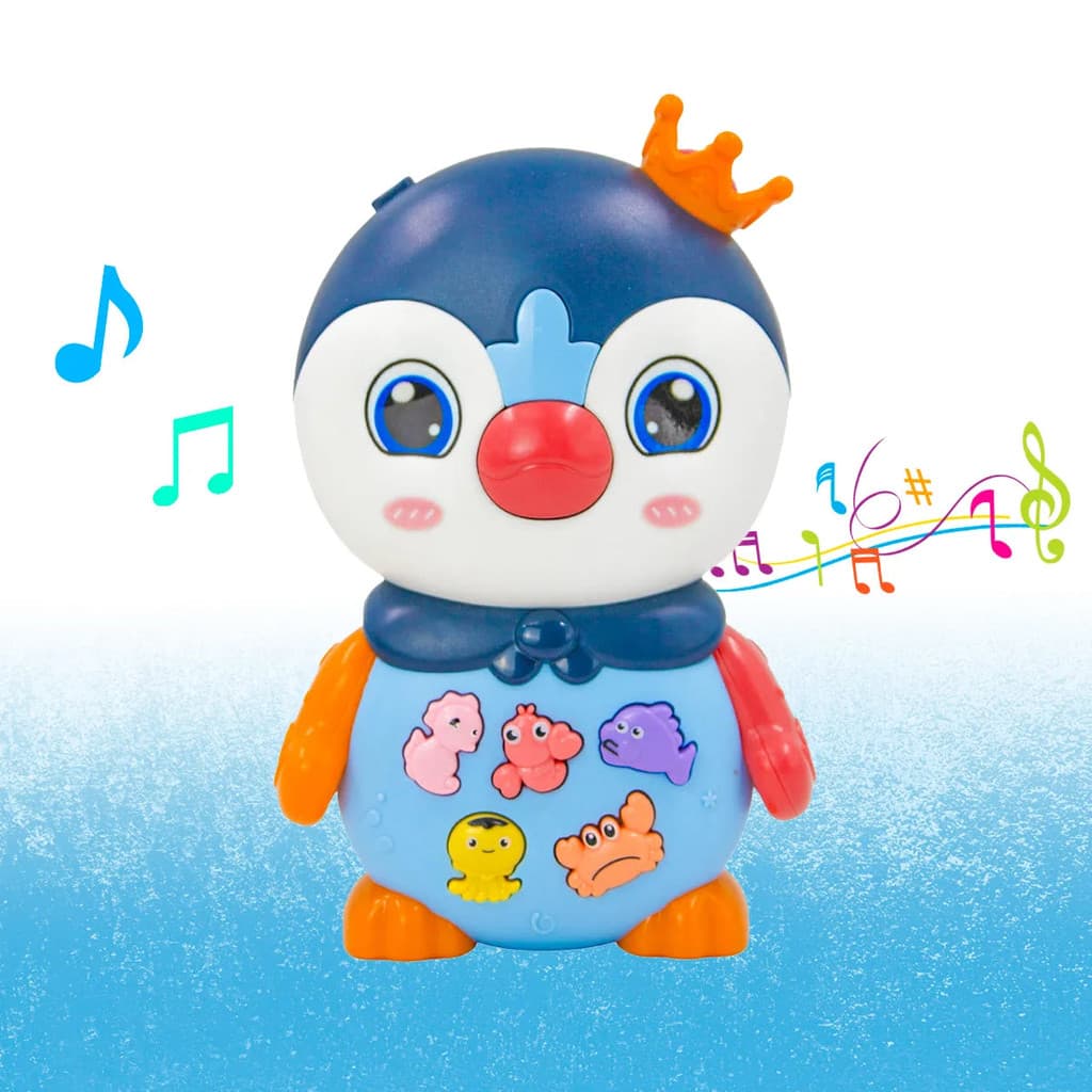 Teclado Piano Musical Infantil Pinguim Azul Brinquedo