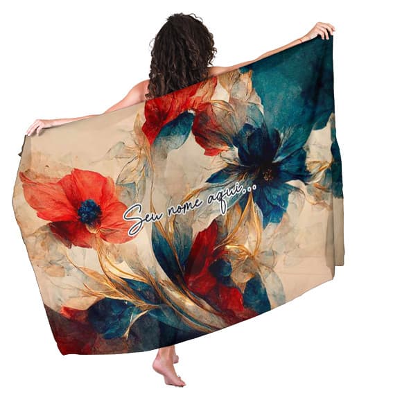 Canga Saida de Praia com nome personalizado 90x140cm
