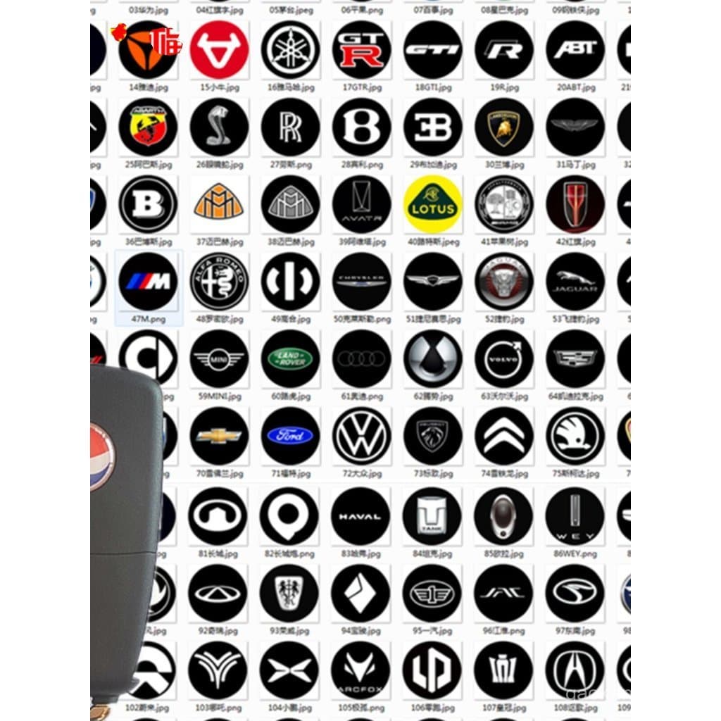 Adequado para controle remoto de chave de carro LCD, logotipo de carro em resina cristalina, vários logotipos de carros