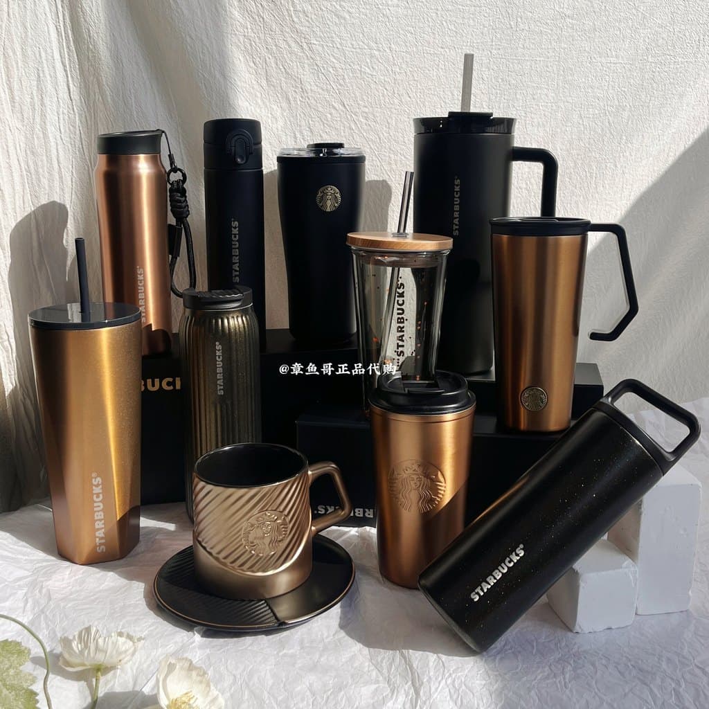 Starbucks copo dourado térmico café Desktop grande capacidade copo de palha simples Retro copo de água chá masculin