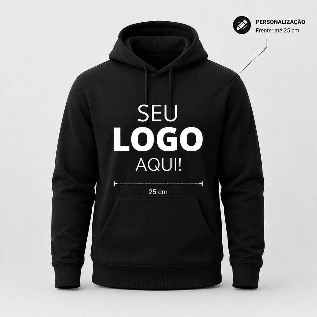 Moletom Canguru com Capuz Personalizado Sua Logo Foto ou Arte Algodão 100%