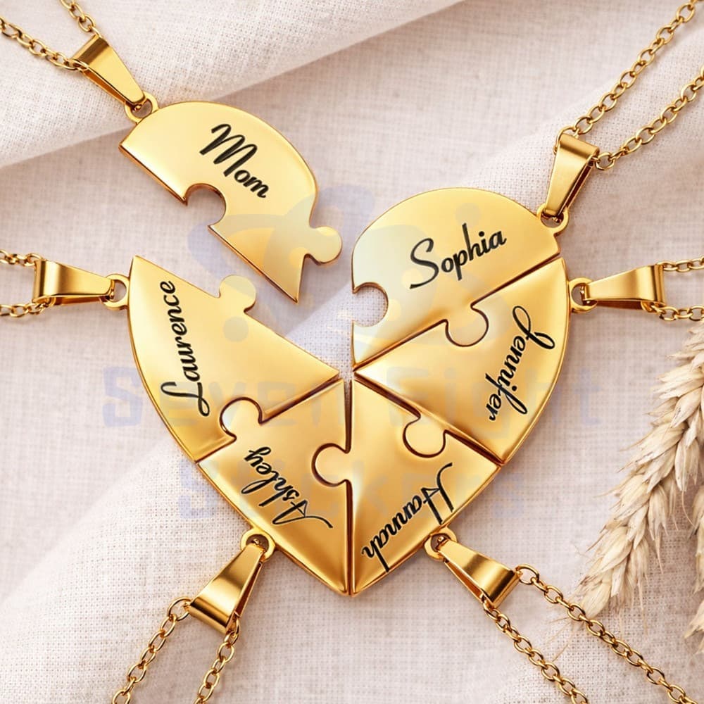 Colar De Quebra-Cabeça Com Nome Personalizado Para 2 A 8 Pessoas| Presente De Graduação Aço Inoxidável Amizade R