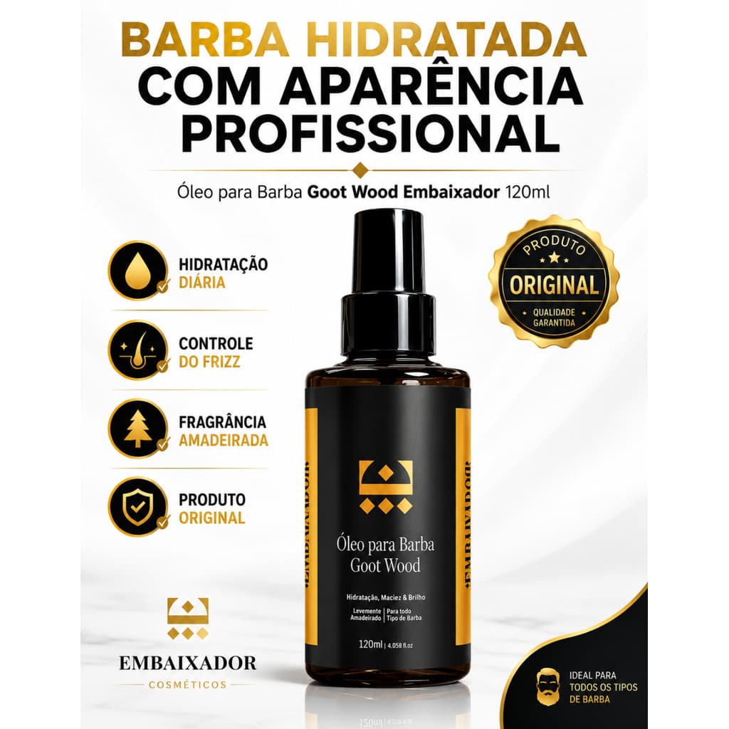 Óleo Goot Wood Embaixador Barba Hidratada Macia 120ml