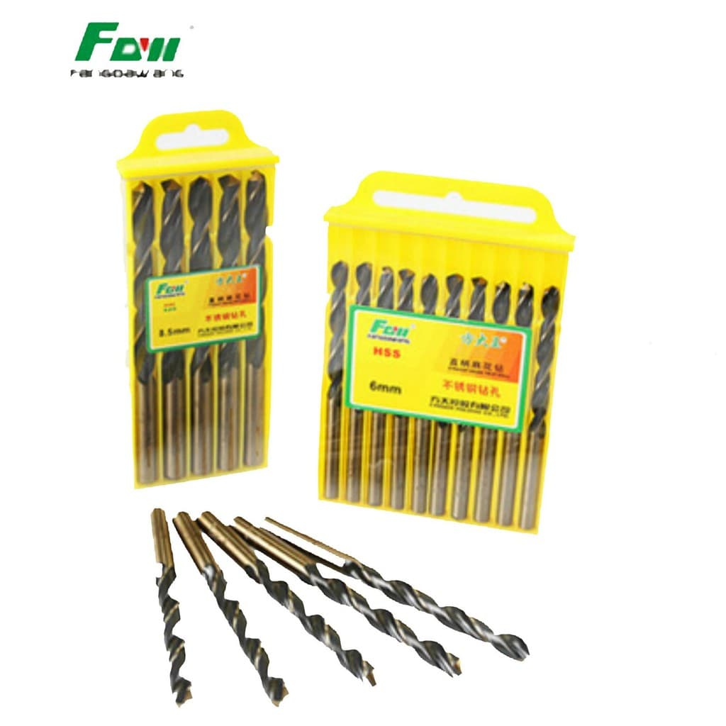 Conjunto de Brocas Helicoidais de Haste Reta Premium Fangdawang 9341 para Furação em Aço Inoxidável, Ferro Angular e Mad