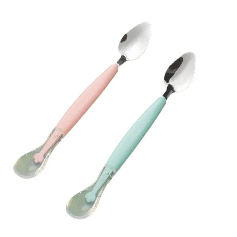 2 Pçs Utensílio De Alimentação Purê De Frutas Alimentador De Alimentos Suplementares Colher De Bebê De Cabeça Dupla Cria