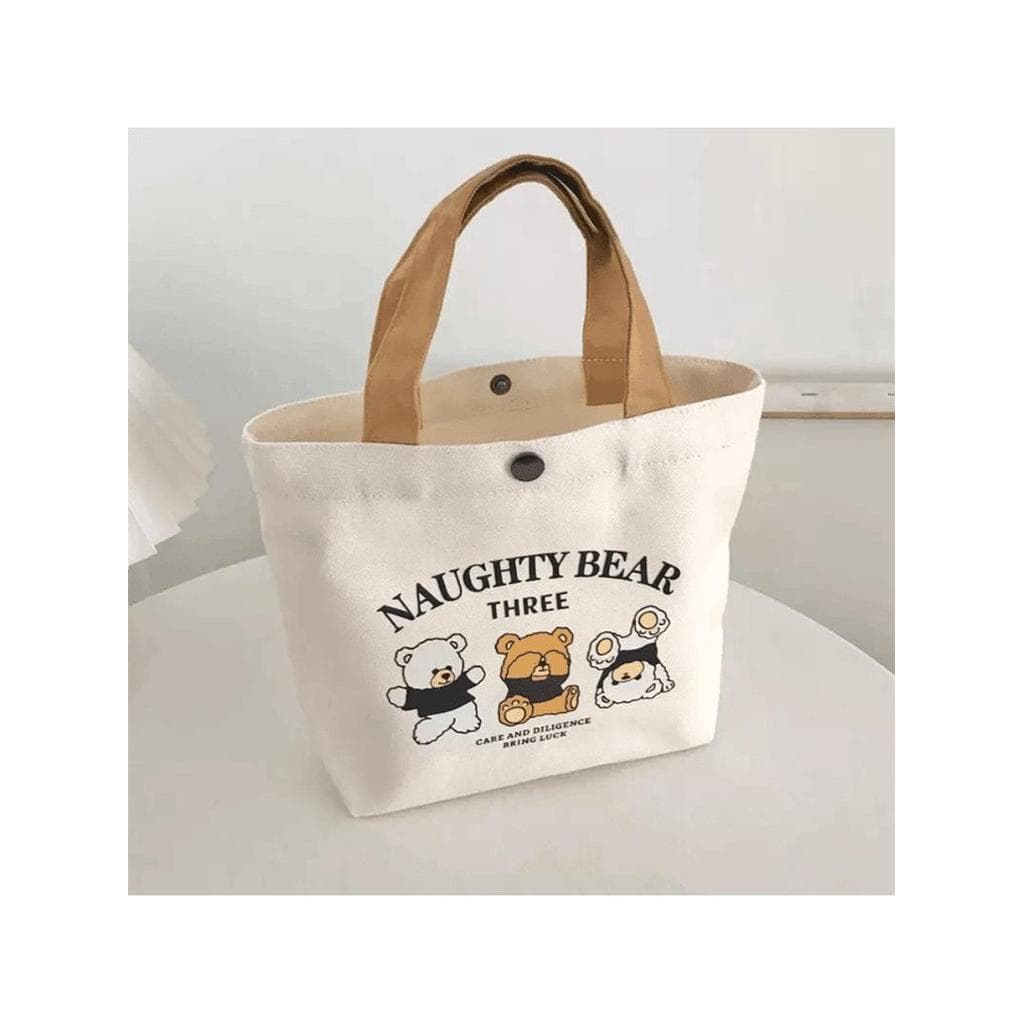 Três sacos de lona sacolas almoço pequenos sacos de lona dos desenhos animados All-Match lancheira sacos trabalho simple
