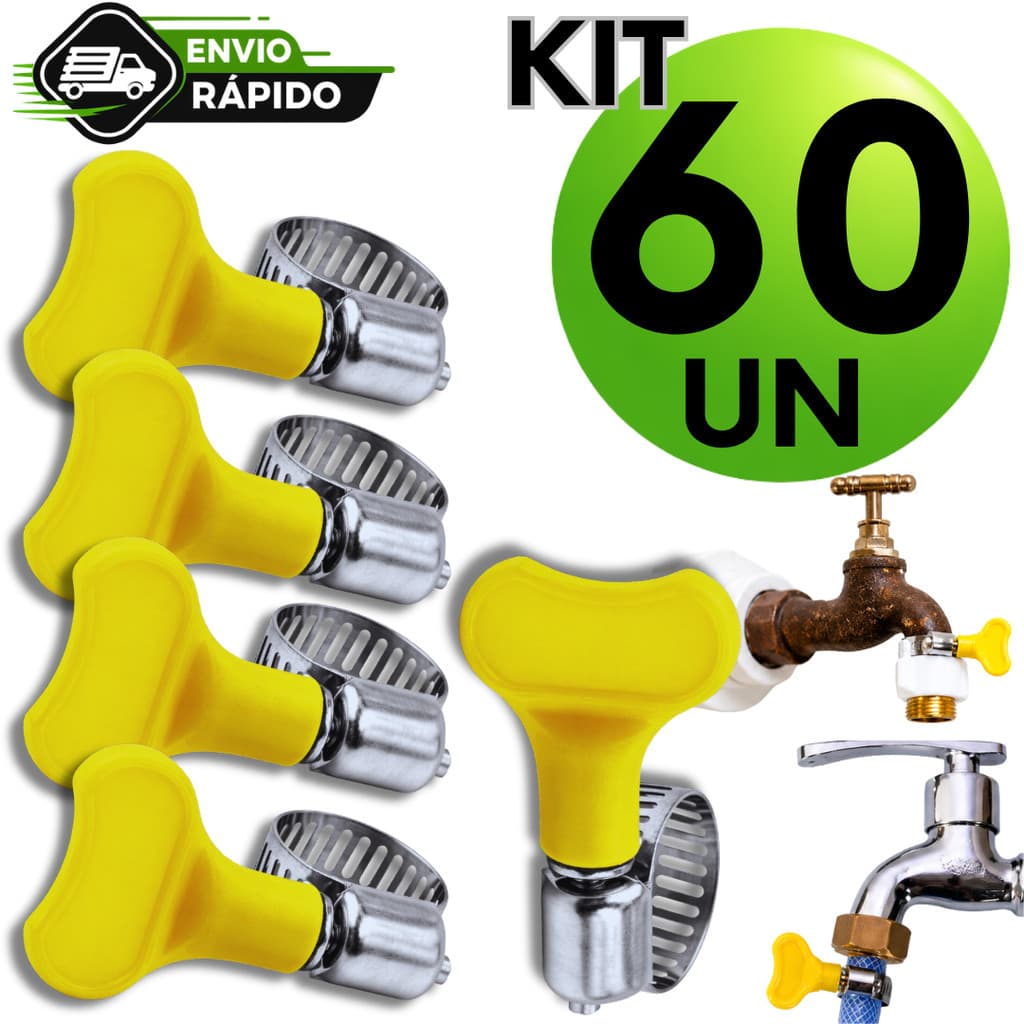 Jogo 60 Abraçadeira Americana em Inox Parafuso com Borboleta 13-19mm 3/4 Mangueira Gás Irrigação
