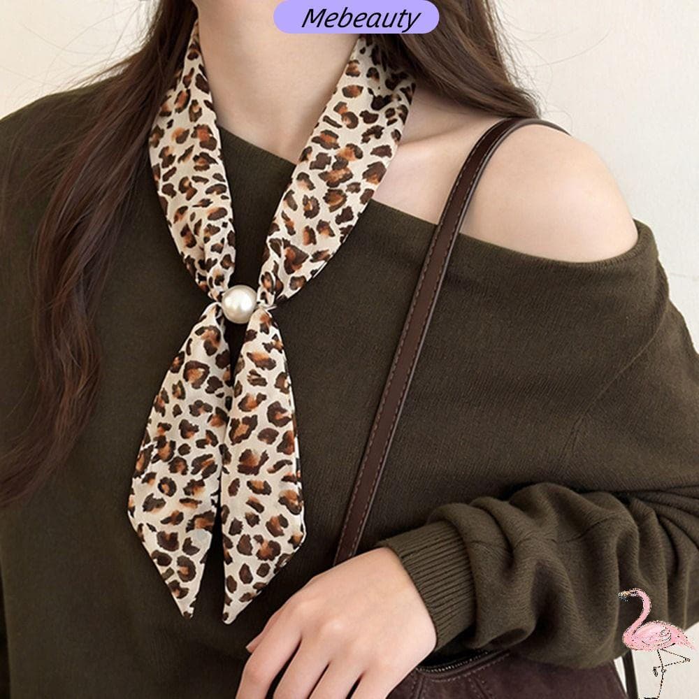 MEBEAUTYBR Lenço Longo De Bolinhas , Y2K Com Estampa De Leopardo , Elegante Decoração De Gola De Gravata Feminina De 97