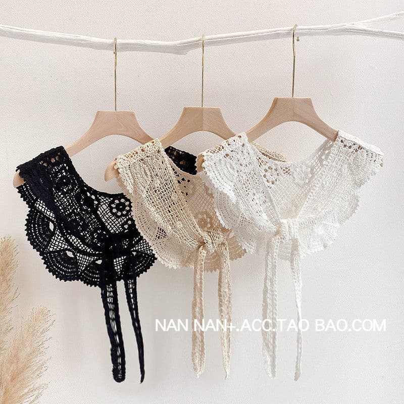 Arte japonesa girassol fio de algodão cachecol feminino All-Match oco renda crochê atado pequeno xale decoração colar fa