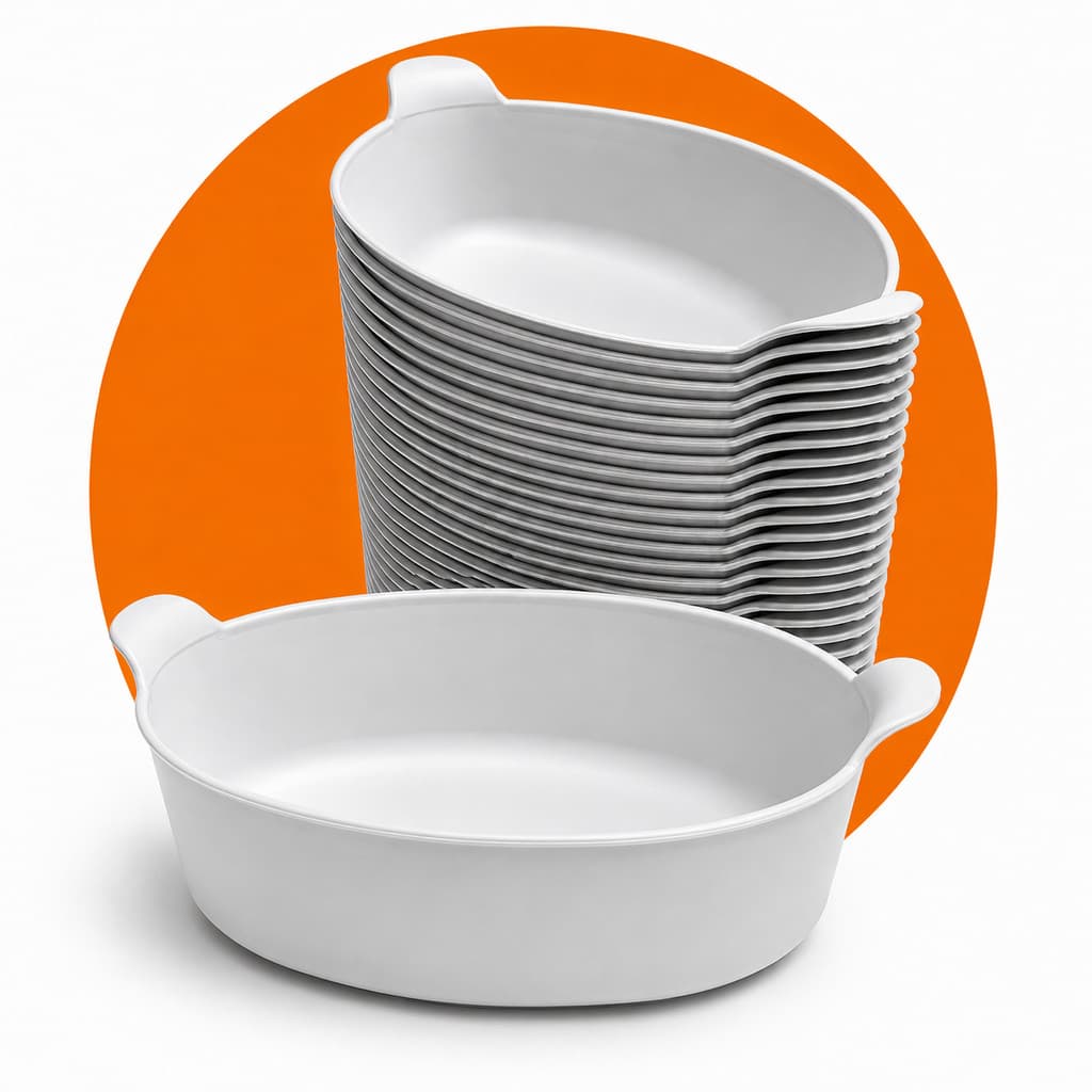 Kit 30 Petisqueiras Canoa 600ml Brancas | Festa, Buffet e Eventos