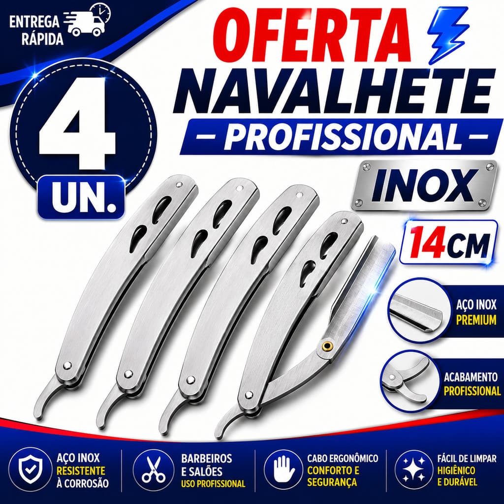JOGO NAVALHA AÇO INOX PARA BARBEAR ACABAMENTO E FINALIZAÇÃO