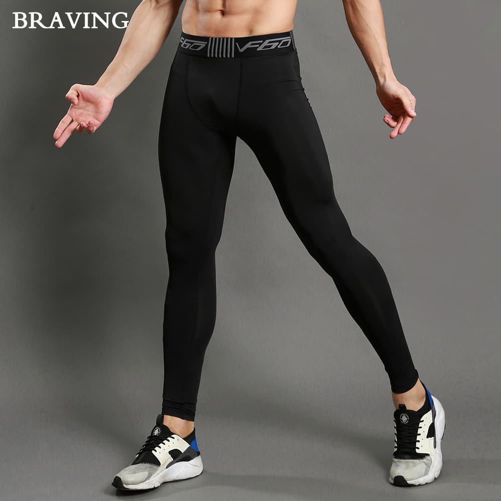 BRAVING calças de Fitness calças de compressão dos homens basquete esportes Leggings correndo estiramento treinamento ma