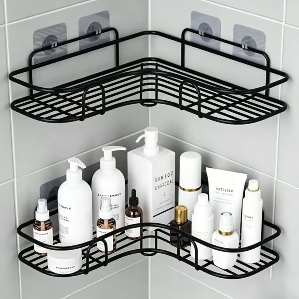 Suportes Organizadores De Metal Para Parede Banheiro Cozinha Porta Shampoo Prateleira Multifuncional