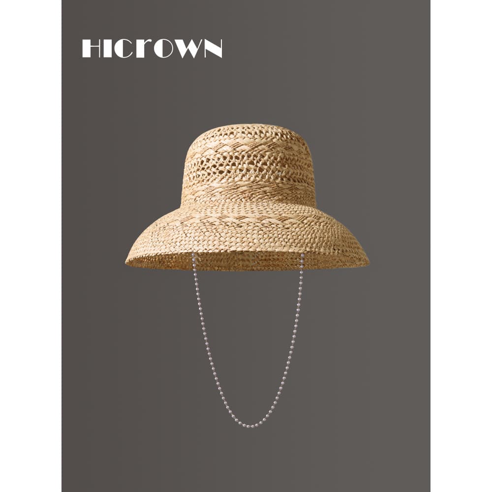 Francês Retro Hepburn feminino primavera verão ráfia artesanal oco chapéu de palha viagem férias pára-sol pequeno rosto
