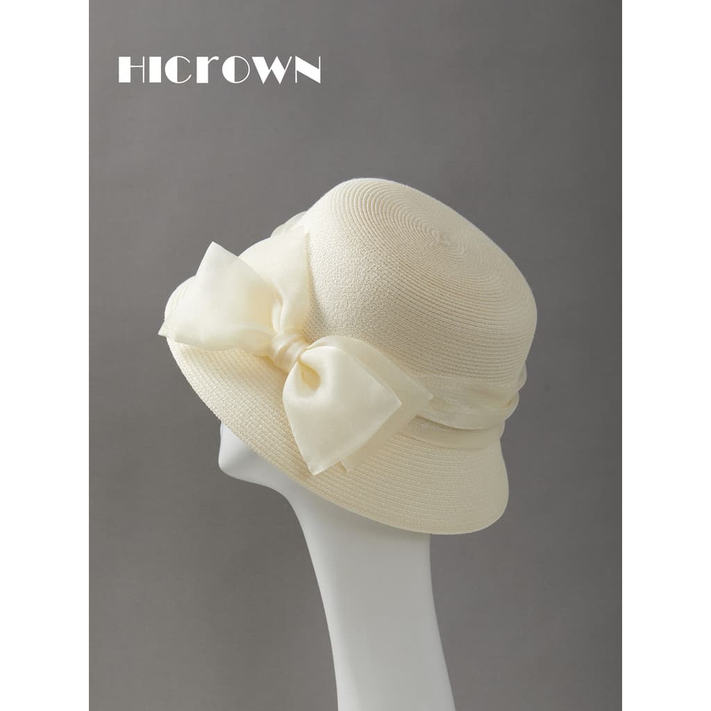 Japonês Organza arco balde chapéu de palha bacia feminino doce pequeno fresco arte guarda-sol chapéu protetor solar