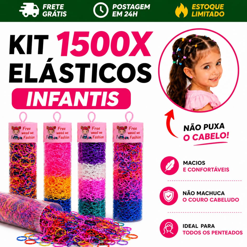 Kit 1500 Elásticos Silicone Liguinha Para Cabelo Feminino Em Tubo Envio Rápido