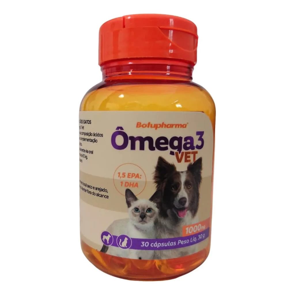 Ômega 3 1000mg Botupharma Suplemento Para Cães E Gatos 30 Caps