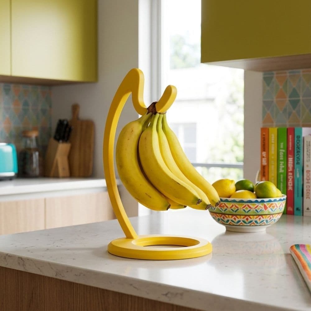 Suporte Porta Banana Decorativo e funcional 3D de mesas e Bancada | Organizador de Frutas para Cozinha