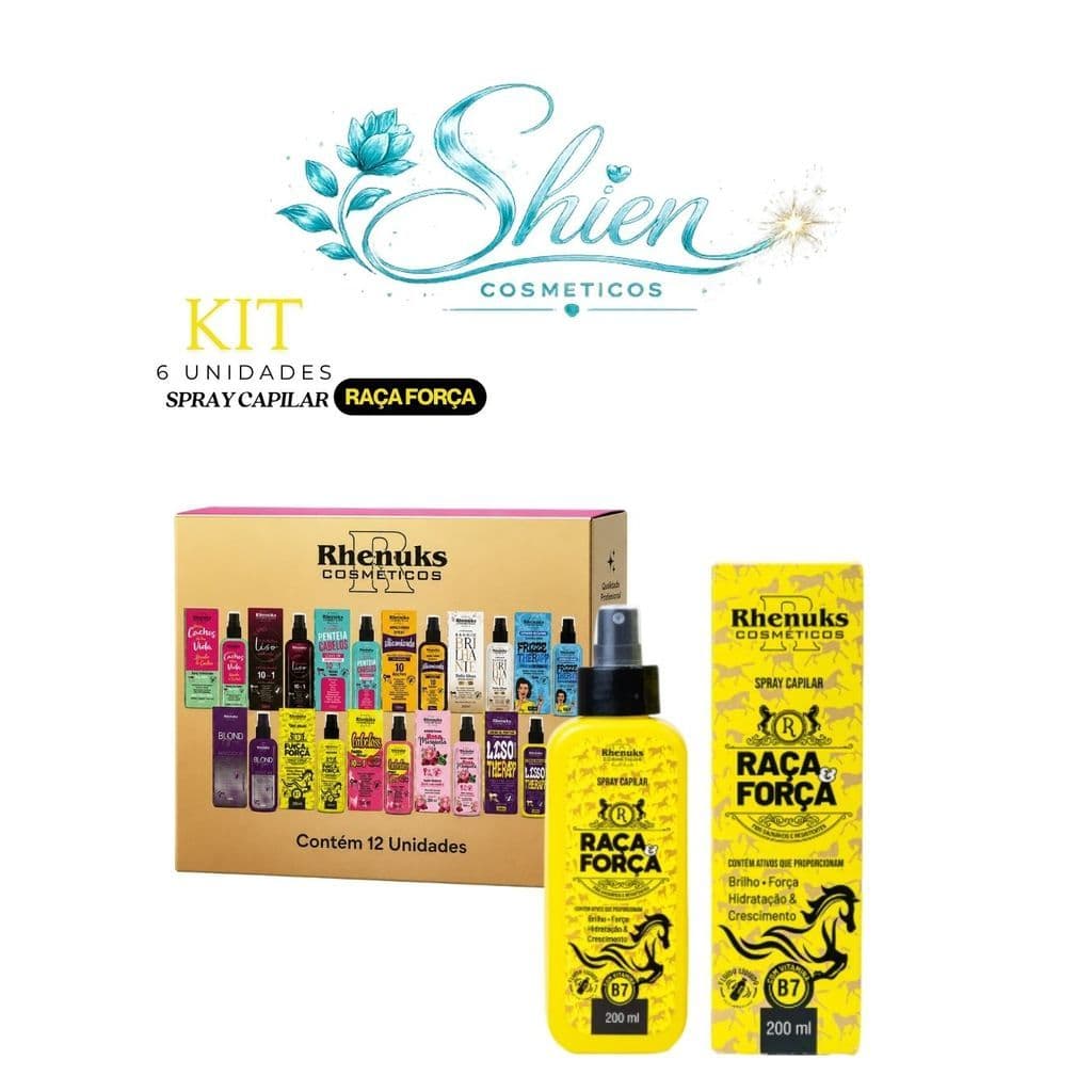 Kit 6 Unidades Spray Capilar Raça E Força 200ml Rhenuks (Afilhado)