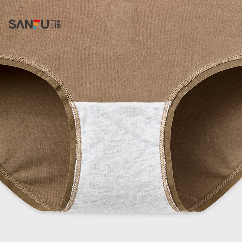 Sanfu roupa íntima feminina de cintura média com nádegas estilo feminino café urso estampa confortável meio Boxer femini