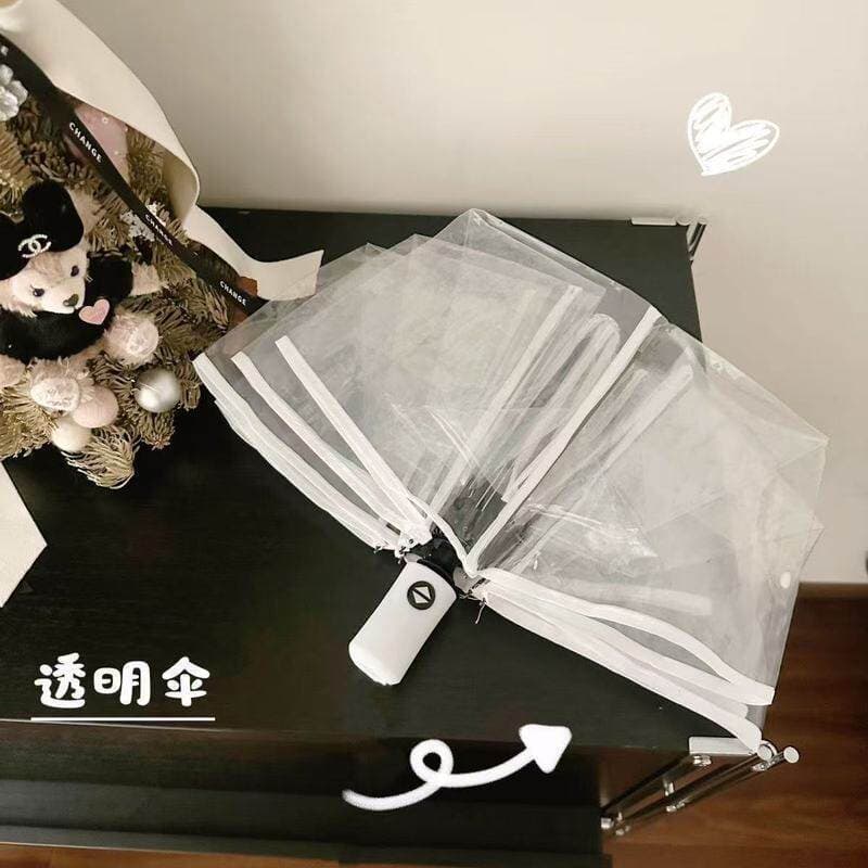 Guarda-chuva transparente transparente dobrável branco japonês Tri-Fold guarda-chuva meninos meninas influenciador de al