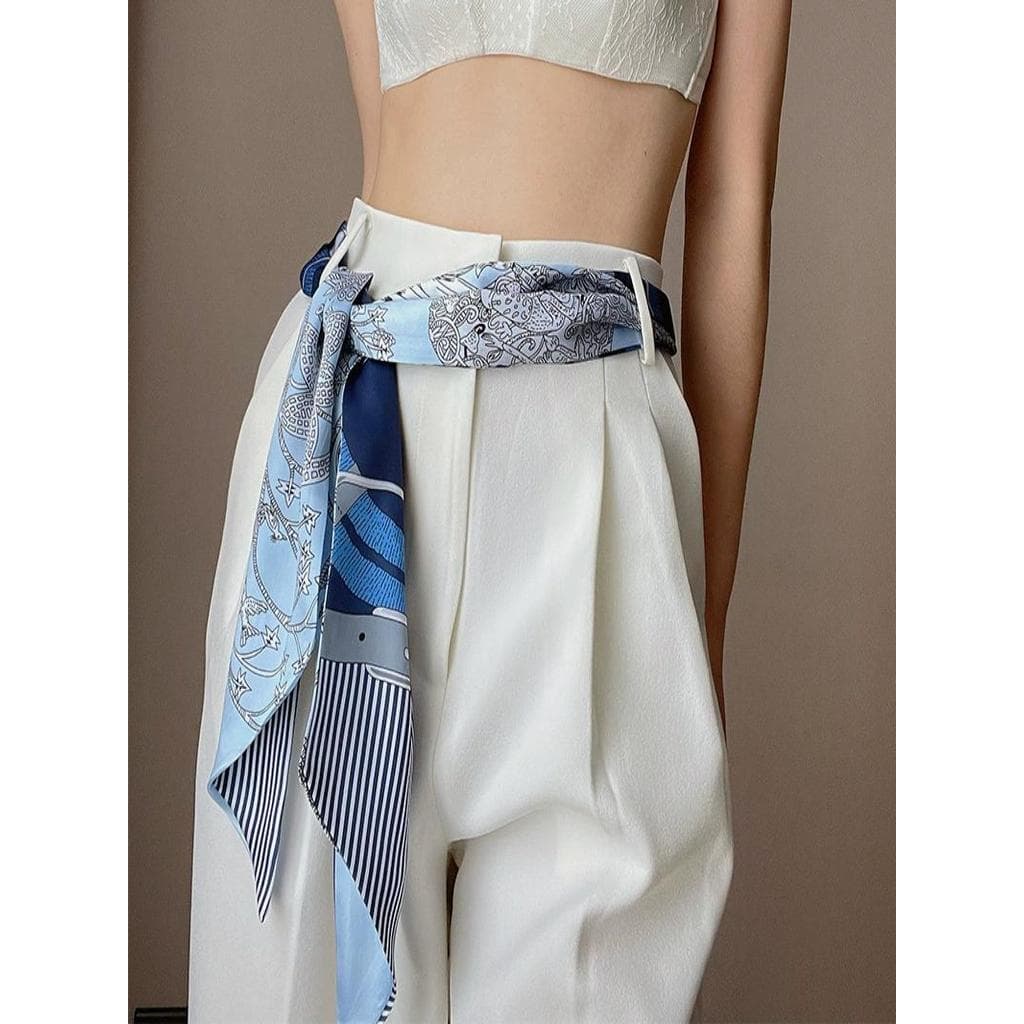 Cinto atado feminino decorativo lenço de seda Jeans cintura fita pano calças de verão camisa All-Match cinto de seda