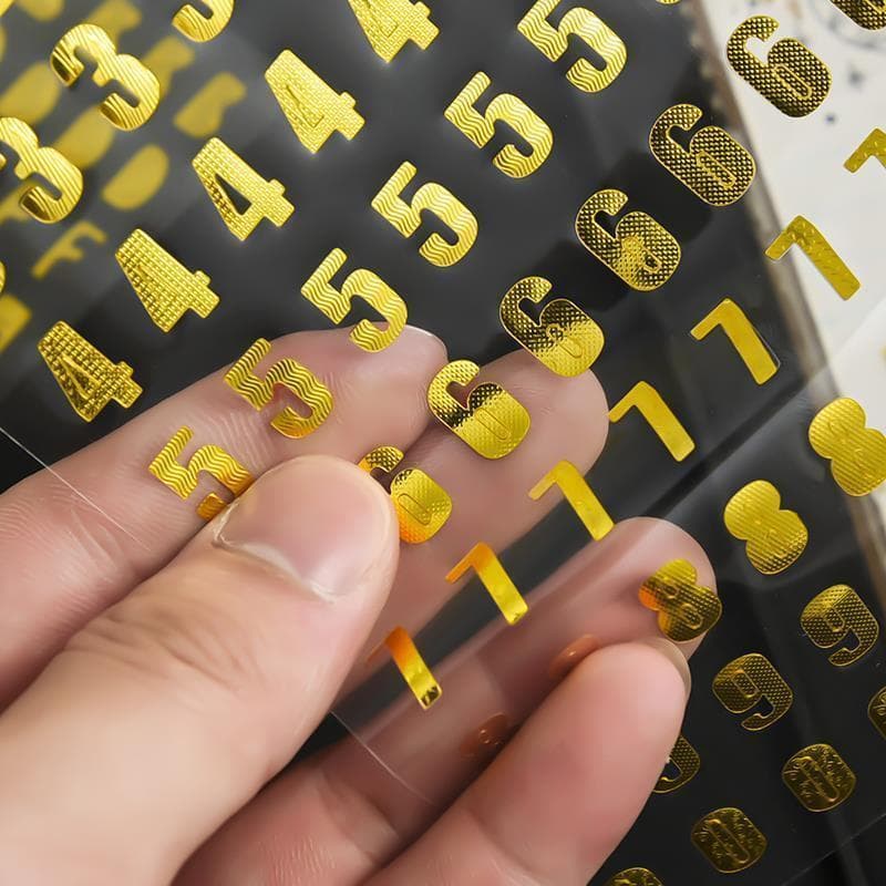 Marca copo identificação adesivo número carta adesivo ouro prata dourado número adesivo à prova dwaterproof água plana c