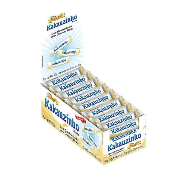30 Unidades Chocolate Kikakauzinho Sortido Display 495g Tipos Baton Ao Leite, Branco e Meio Amargo - Branco