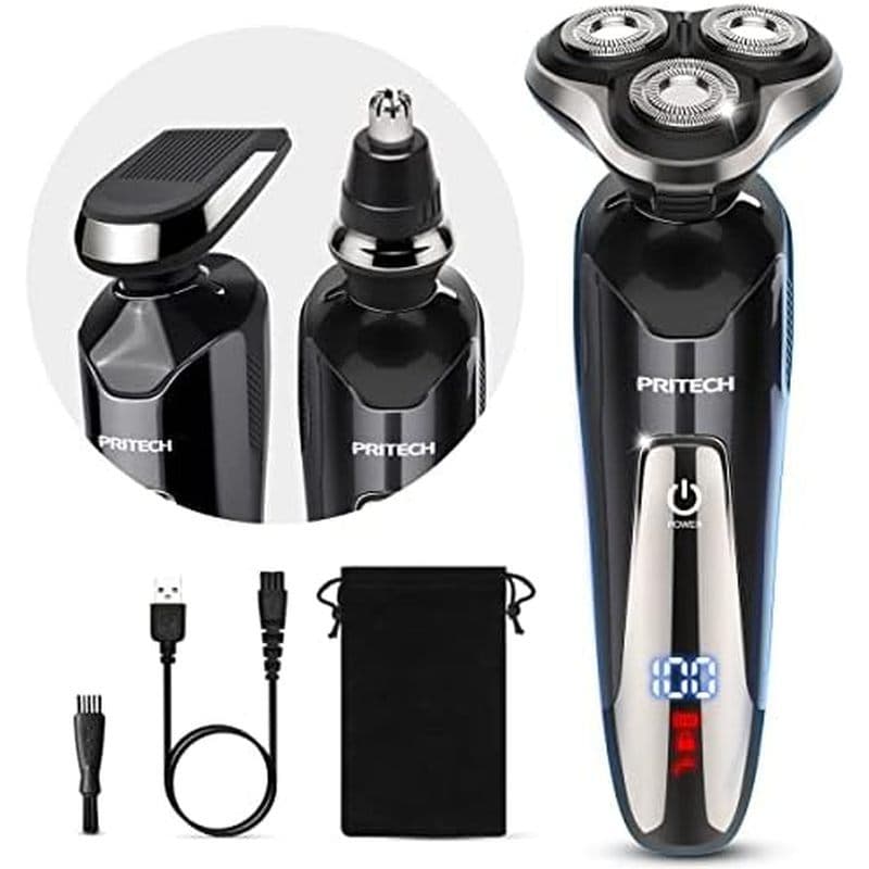 Navalha Elétrica Para Homens-Barbeador Elétrico Recarregável , Sem Fio Seca E Úmida À Prova D'água Com Aparador De Pêlos