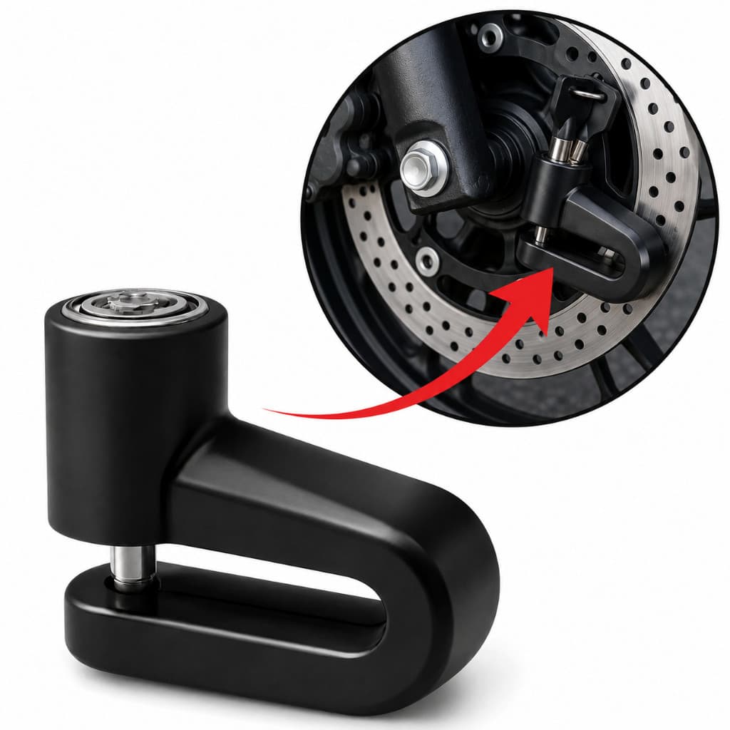 Kit Cadeado para Moto e Bicicleta Trava Disco de Freio Antifurto Universal
