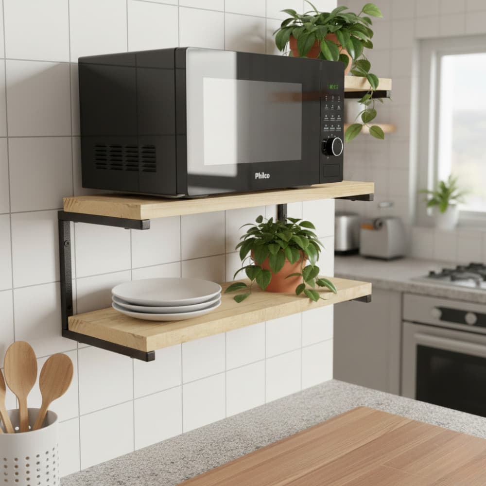 Suporte Microondas Forno Air Frier  impressora Videogame Prateleira Parede Nicho 50cm