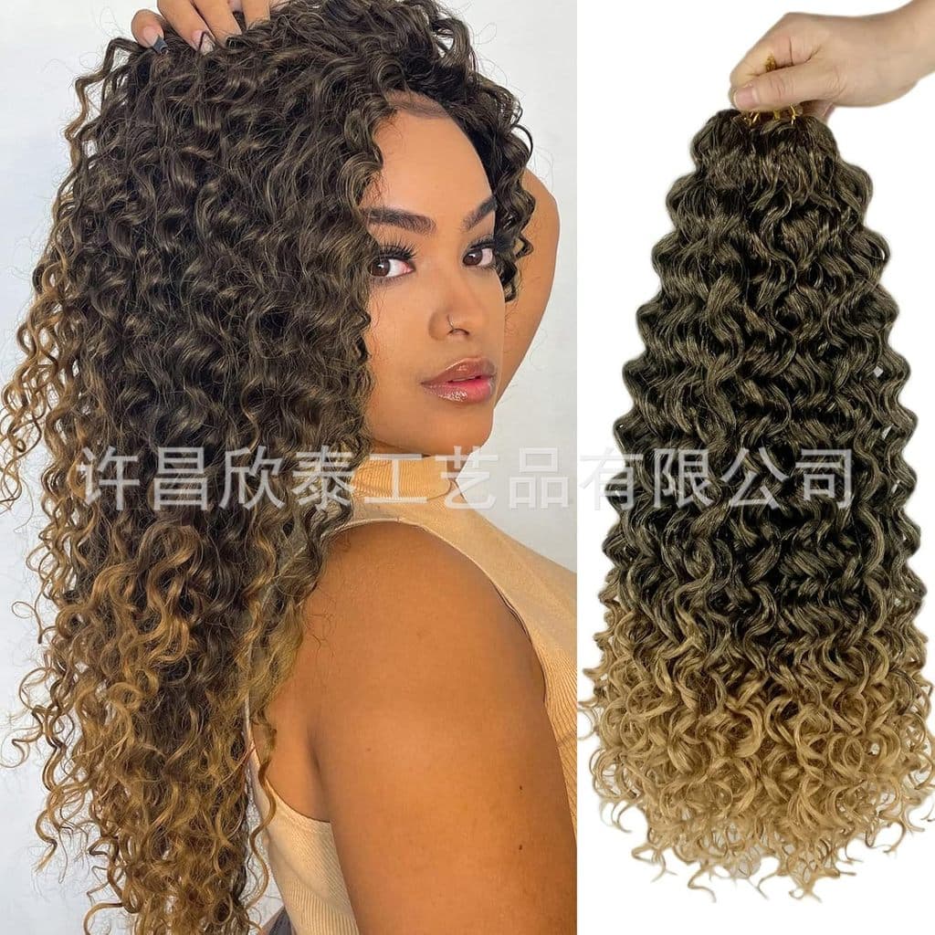 Fabricante crochê cabelo crochê cabelo gogocurl estilo de cabelo ondulação de água crochê peruca trançada europeu americ