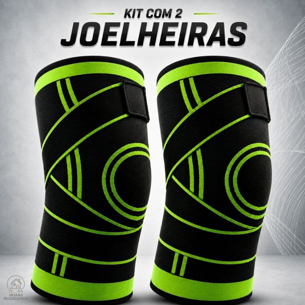 Kit 1 a 2 Joelheiras Compressão 360° com Tensor Ajustável Alívio Dor No Joelho e Estabilização