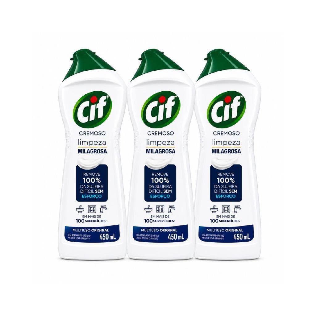 Kit 3 Sapólio Cremoso Multiuso Limpeza Milagrosa CIF 450ml