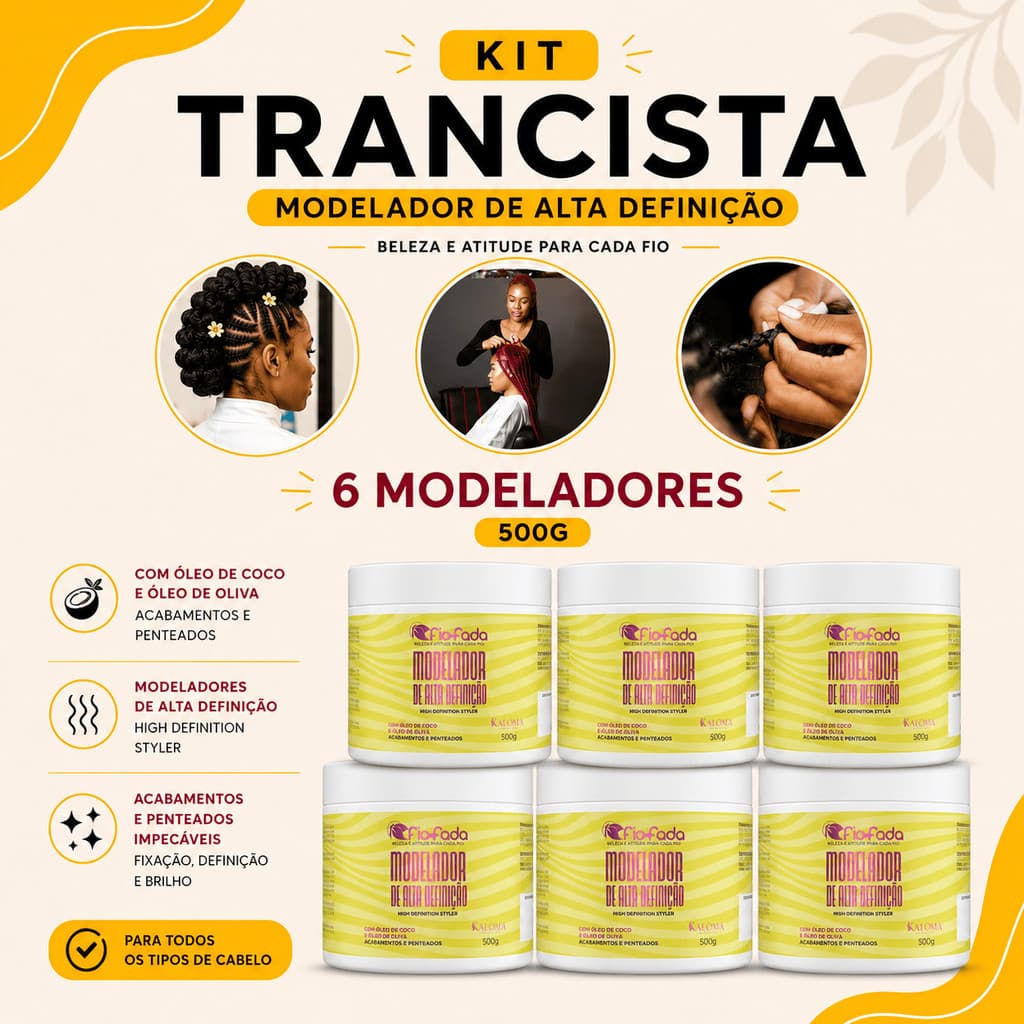 Kit Fio de Fada 6 Modeladores 500g Definição Tranças Penteados Brilho Anti Frizz