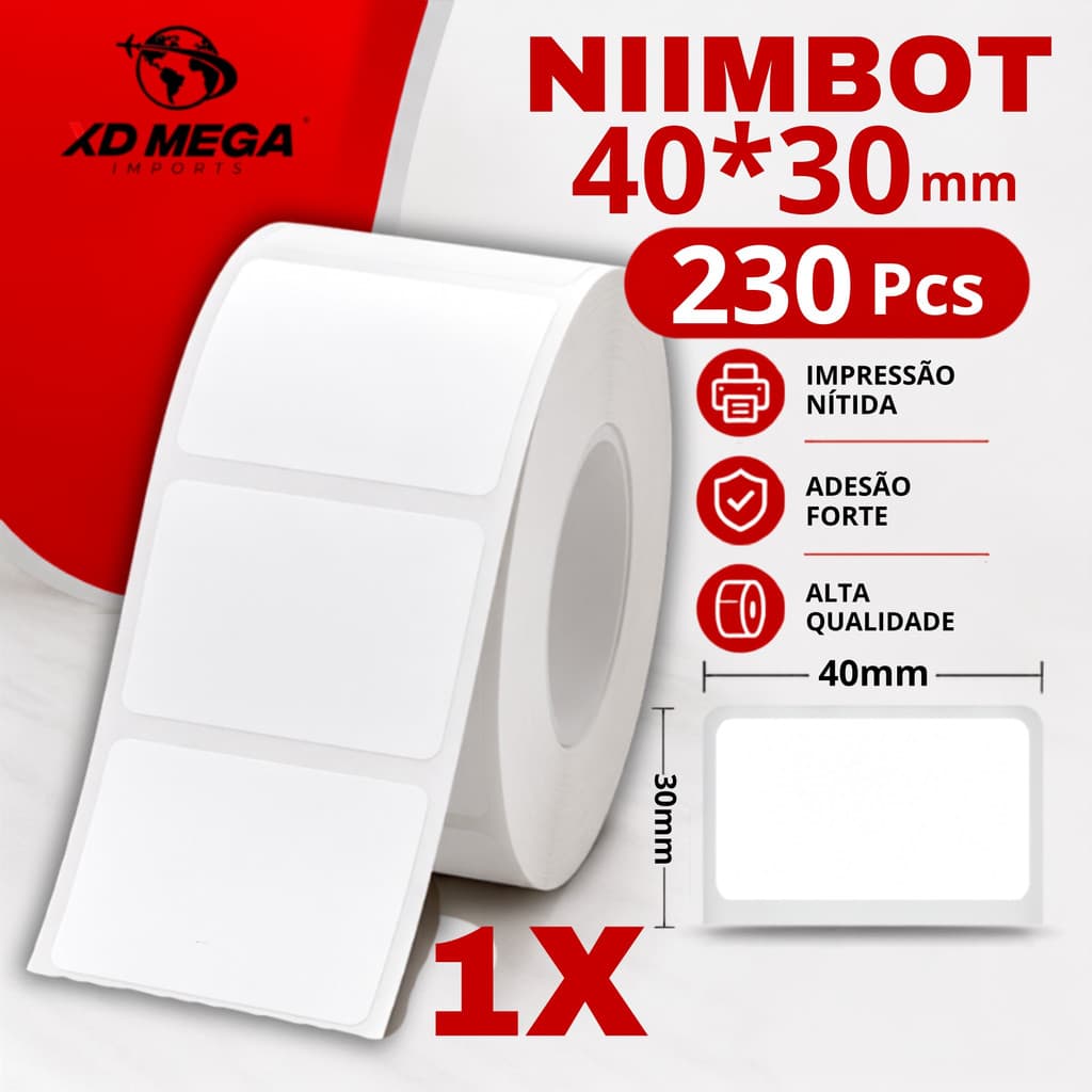 Etiqueta Adesiva 40x30 Niimbot B21 B1 230 Etiquetas P/ Rolo