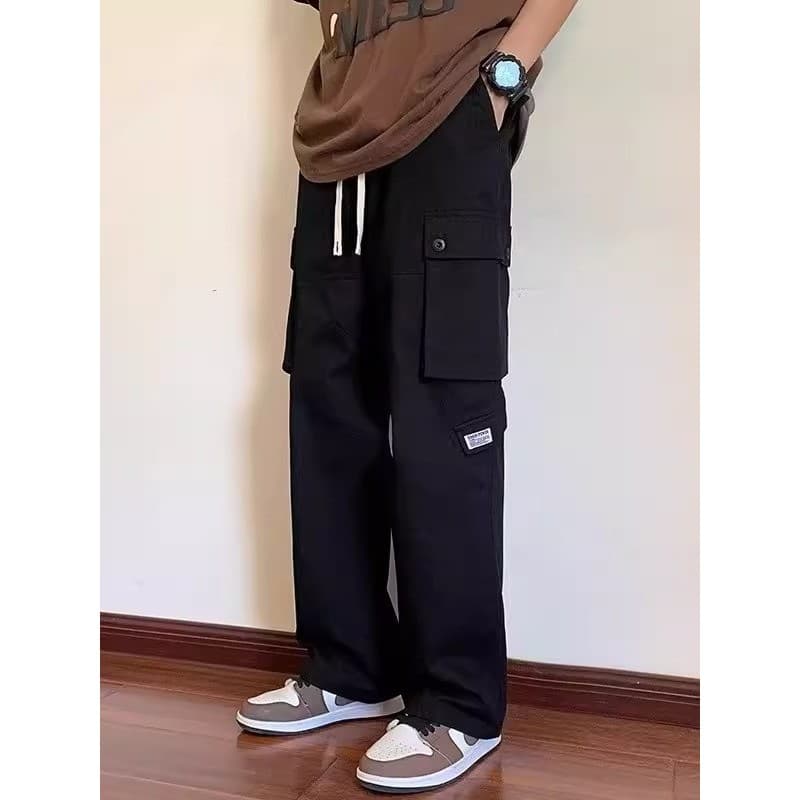 Calças masculinas estilo americano tamanho grande Street Wear Multi-bolso macacão masculino verão solto em linha reta ca
