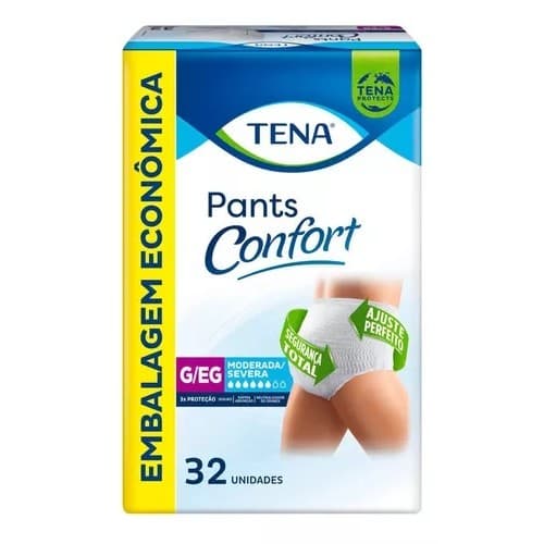 Roupa Íntima Descartável Tena Pants Confort tamanho G/EG com 32 unidades Fralda Calcinha