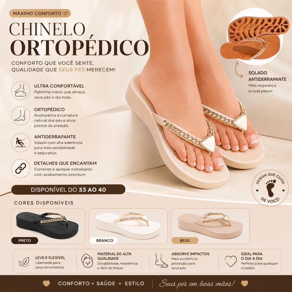 Sandalia Feminina Chinelo Diamond Corrente Plataforma Uso Diario Confortavel Antiderrapante Leve